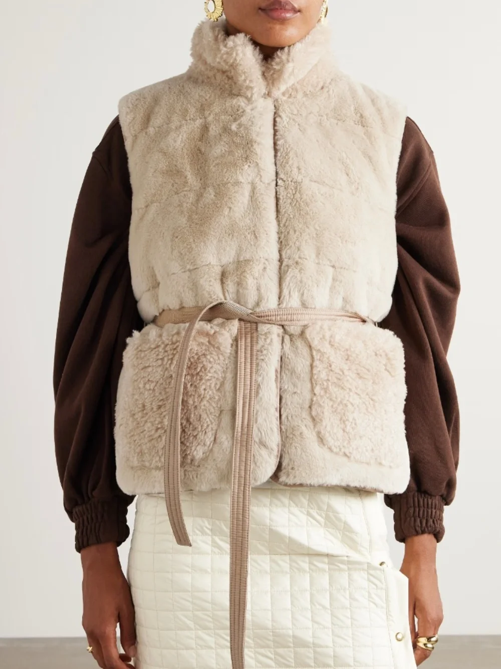 Moncler Joui Faux Fur & Teddy Down Gilet Vest Size 0